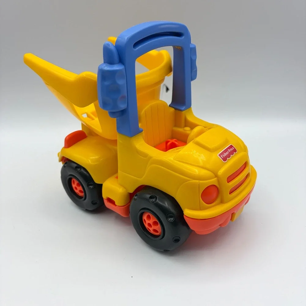 Fisher Price Little People Dump Truck Yellow Blue Construction Toy 72649 1998